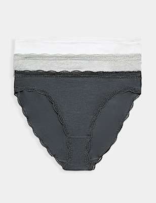 3pk Cotton Rich High Leg Knickers