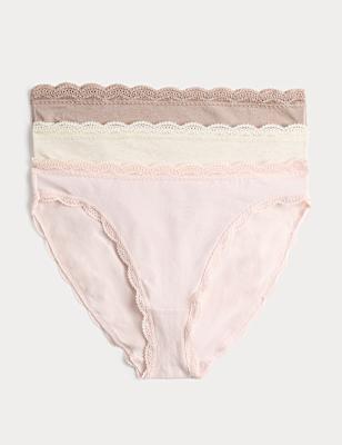 3pk Cotton Rich High Leg Knickers