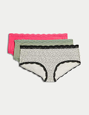 3pk Cotton Rich Lace Shorts
