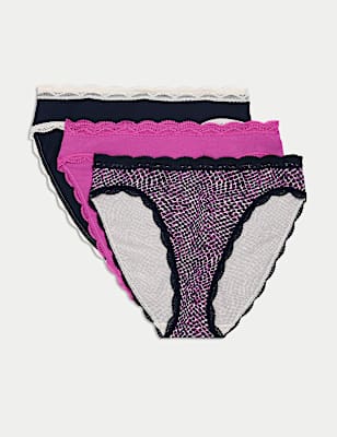 3pk Cotton Rich High Leg Knickers