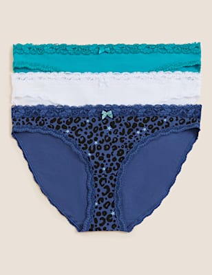 3pk Cotton Rich Printed Bikini Knickers