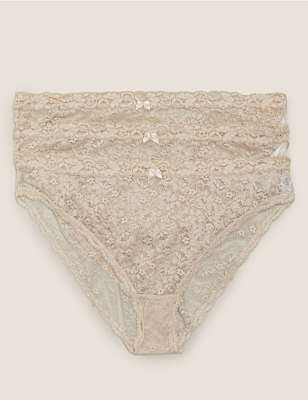 3pk Lace High Leg Knickers