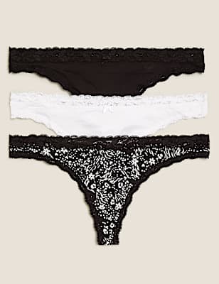 3pk Cotton Blend Low Rise Thongs