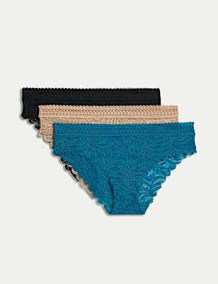 3pk Flexifit&trade; Lace Brazilian Knickers