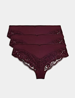 3 Pack Jasmine Lace Trim Brazilian Knickers