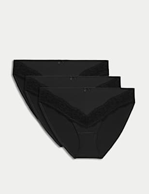 3 Pack Jasmine Lace Trim High Leg Knickers