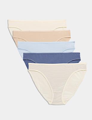 5pk Cotton Rich Lycra&reg; High Leg Knickers