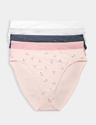 5pk Cotton Rich Lycra&reg; High Leg Knickers