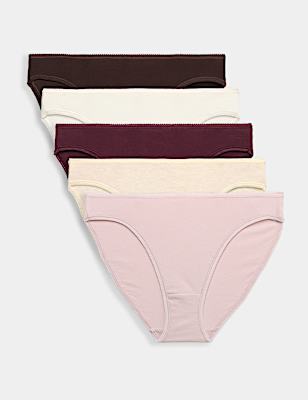 5pk Cotton Rich Lycra&reg; High Leg Knickers
