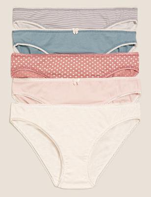 5pk Cotton Lycra&trade; Low Rise Bikini Knickers