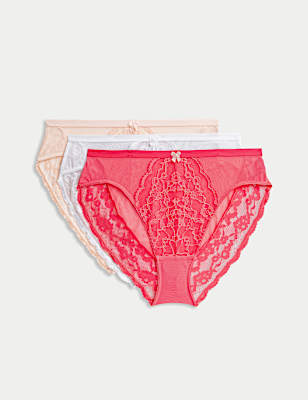 3pk Lace High Waisted High Leg Knickers