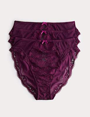3pk Jasmine Lace High Waisted High Leg Knickers