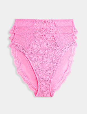 3pk Jasmine Lace High Waisted High Leg Knickers