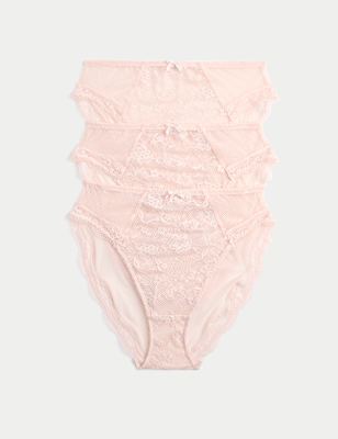 3pk Jasmine Lace High Waisted High Leg Knickers