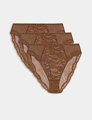 3pk Jasmine Lace High Waisted High Leg Knickers