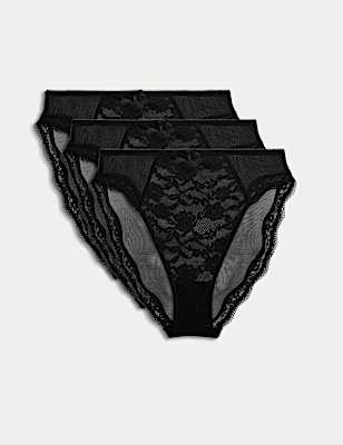 3pk Jasmine Lace High Waisted High Leg Knickers