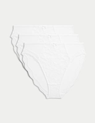 3pk Jasmine Lace High Waisted High Leg Knickers