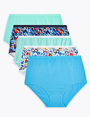 5pk Cotton Lycra&reg; Floral Full Briefs