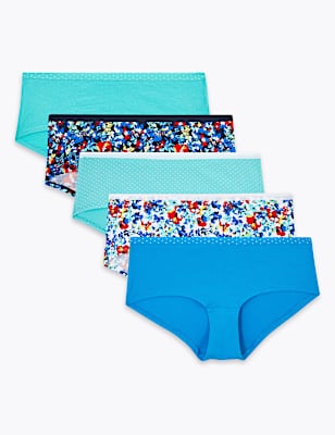 5pk Cotton Lycra® Floral Low Rise Shorts