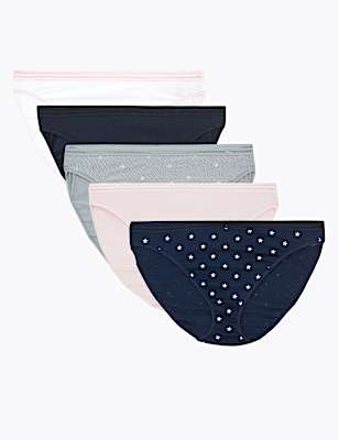 5pk Ditsy Stars & Spot High Leg Knickers