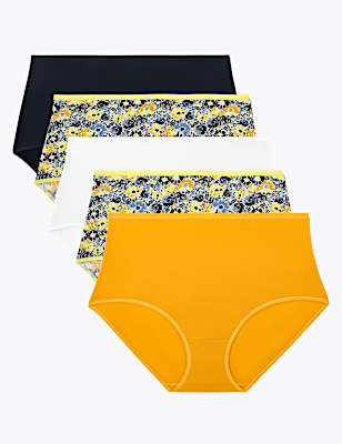 5pk Microfibre Daisy Print Full Briefs