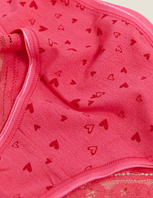 5pk Cotton & Lace Brazilian Knickers