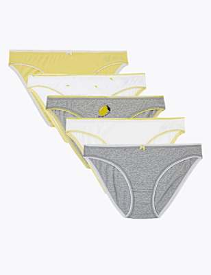 5pk Cotton Lycra&reg; Lemon Bikini Knickers