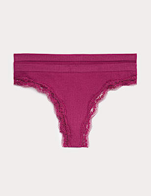 2 Pack Jasmine Lace Seamless Thongs