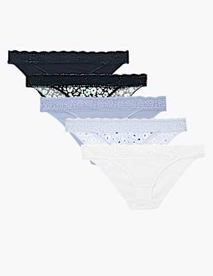5pk Cotton Lycra&reg; Bikini Knickers