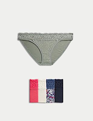 Pack of 5 Printed Lace Trim Knickers