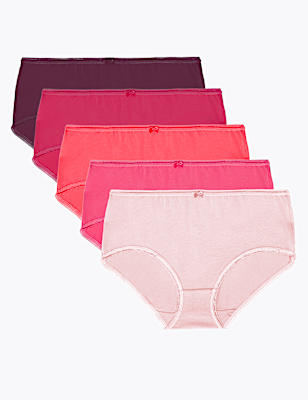 5pk Cotton Lycra&reg; Midi Knickers
