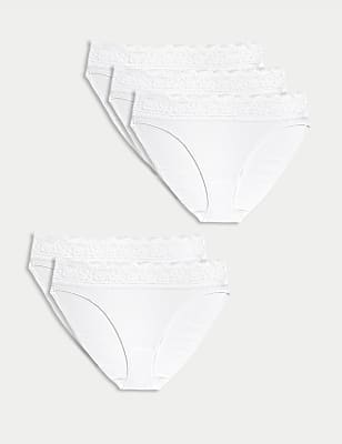 5pk Cotton Lycra&reg; & Lace Knickers