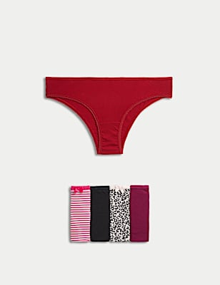 5pk Cotton Lycra&trade; Brazilian Knickers