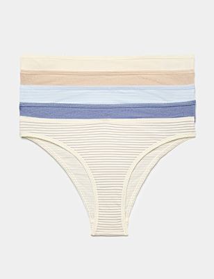 5pk Cotton Lycra&trade; Brazilian Knickers