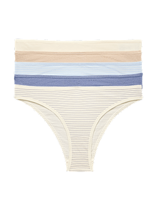 5pk Cotton Lycra&trade; Brazilian Knickers