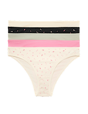 5pk Cotton Lycra&trade; Brazilian Knickers
