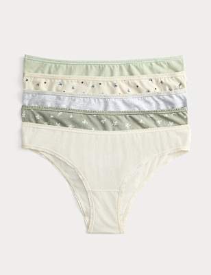 5pk Cotton Lycra&trade; Brazilian Knickers