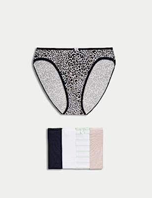 5pk Cotton Lycra™ High Leg Knickers