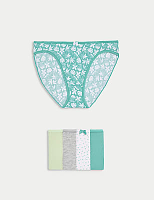 5pk Cotton Lycra™ High Leg Knickers