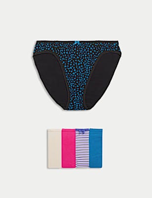 5pk Cotton Lycra™ High Leg Knickers