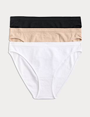 3 Pack Comfort Rib Seamless High Leg Knickers