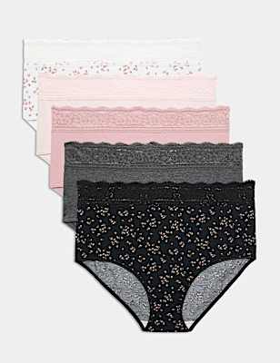 5 Pack Cotton Rich High Rise Full Briefs
