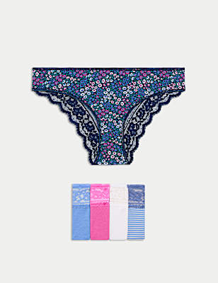 5pk Cotton Rich Printed Brazilian Knickers