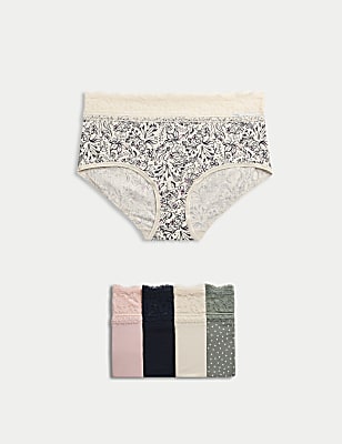 5pk Cotton Rich Printed High Rise Shorts