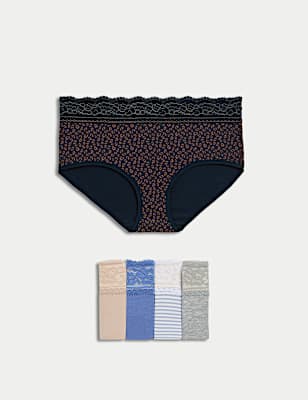 5pk Cotton Rich Printed High Rise Shorts