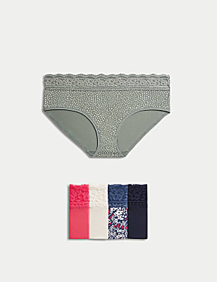 5pk Cotton Rich Printed High Rise Shorts