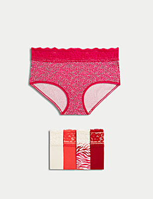 5pk Cotton Rich Printed High Rise Shorts