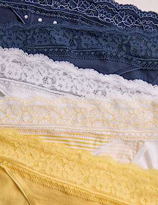 5pk Cotton Blend Printed Bikini Knickers