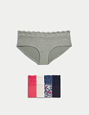 5pk Cotton Rich Printed Low Rise Shorts