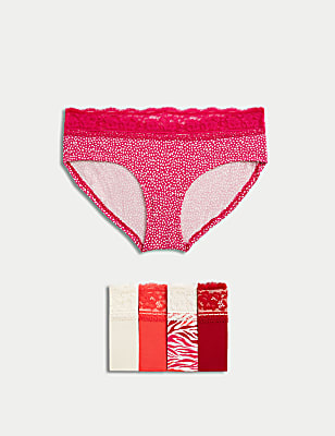 5pk Cotton Rich Printed Low Rise Shorts